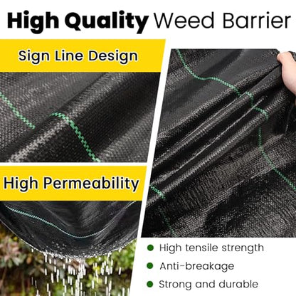 4ft x 300ft Weed Barrier Landscape Fabric Heavy Duty Premium Weed Control Fabric Durable & Eco-Friendly Weed Block Gardening Mat Landscaping Fabric - size: 4ft x 300ft
