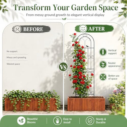 2 Pack 78.7" x 19.6" Iron Arch Decoration Garden Trellis, Metal Climbing Plant Trellis for Heavy Vines, Roses, Flowers, and Vegetables, Perfect for Gardens, Lawns.