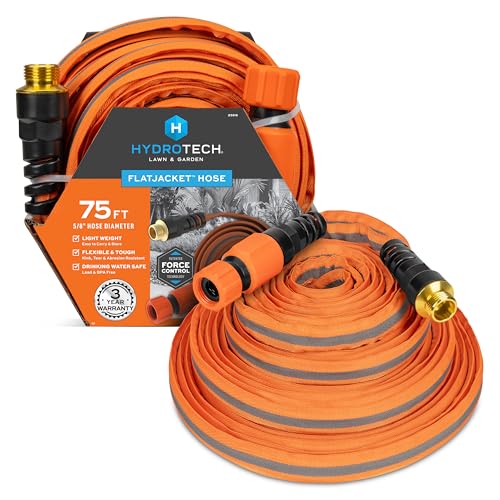HydroTech FLATJACKET Lightweight Garden Hose 5/8 in x 75 ft, Orange - size: 75 Feet