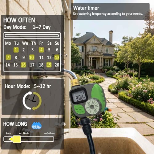 Sprinkler Timer Water Timer for Garden Hose, Automatic Watering System Low Power Consumption, One Year Standby Time, Rain Delay Watering Schedule, Easy Installation, Outdoor Waterproof