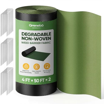 Grenebo 4FT x 100FT Non-Woven Weed Barrier Landscape Fabric - size: 4FT×100FT