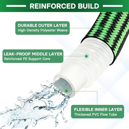 Garden Hose 100 ft Flexible Non-Expandable Water Hose Kink-Free Ultra Lightweight Leak-Proof Durable Portable Wear-Resistant Hoses Pipe with 3/4" Brass Fittings for Outdoor Yard Lawn Car Wash - size: 100FT