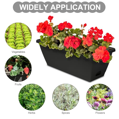 Window Box Planter, 6 Pcs 17" Flower Rectangle Planters Boxes, Dark Gray - color: Dark Gray