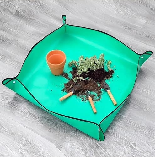 Waterproof Potting Mat Foldable Transplanting Mat for Indoor Plants Portable Gardening Tray Potting Soil Catcher (39in*39in)
