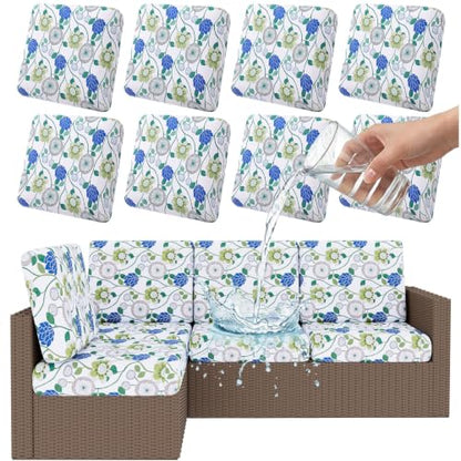 Smiry Waterproof Patio Cushion Covers, Stretch Outdoor Furniture Covers - color: Light Green, size: 8PCS
