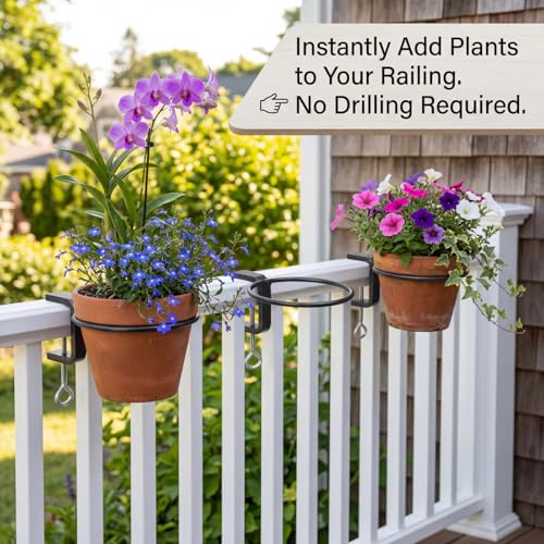 Chumia 3 Pack 8 Inch Railing Plant Holder Flower Pot Holder Ring - size: 8 Inch