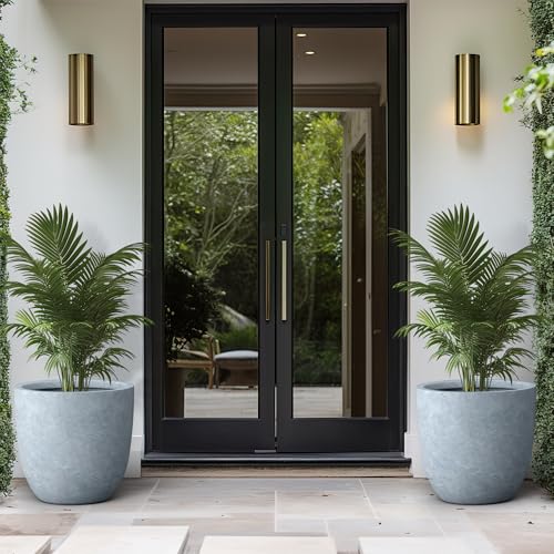 Kante Large Round Bowl Blue Gray Concrete Planter 18" Dia, Outdoor - color: Gray, size: 18"d