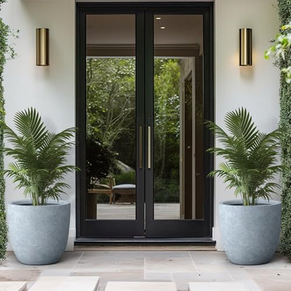 Kante Large Round Bowl Blue Gray Concrete Planter 18" Dia, Outdoor - color: Gray, size: 18"d