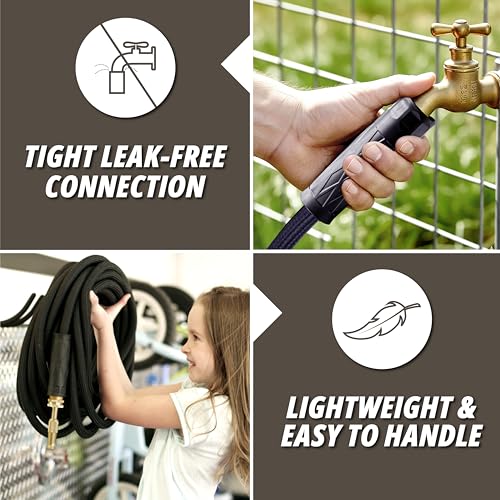 Hydrosteel PRO 50 Ft Heavy Duty Metal Garden Hose with Brass Nozzle