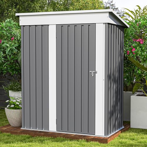 Patiowell 5x3 FT Outdoor Storage Shed, Garden Tool Shed - color: Gray, size: 5x3 FT
