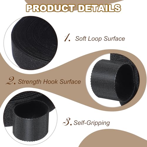PATIKIL 0.8" x33FT Hook and Loop Tape Double-Sided Nylon Strips Black - color: Black, size: 0.8"x33FT