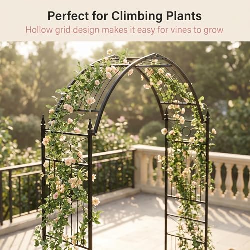 1. GO Adjustable Steel Garden Arch, 8'2" High x 4'7" Wide, Garden Arbor for Various Climbing Plant, Outdoor Garden Lawn Backyard