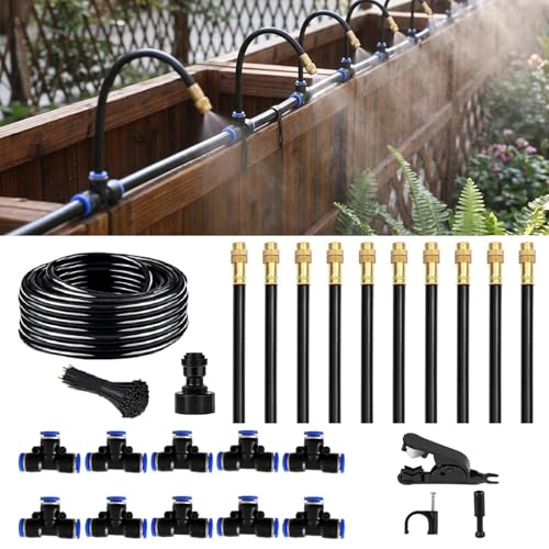 360° Adjustable Drip Irrigation System - Compatible 1/4" Irrigation System, 33FT Garden Watering Atomizing System with 10pcs Nozzles, Greenhouse Accessories for Yard, Lawn, Plants, Garden (33Ft) - size: 33Ft
