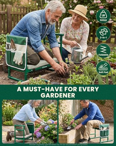 Saker 2026 Upgraded Garden Kneeler and Seat with 500LB Frame & Soft Pad - size: Basic version