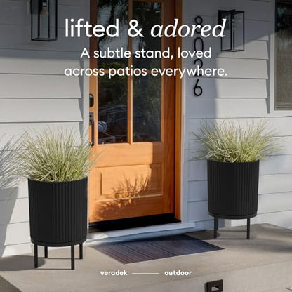 Veradek Demi Series Raised Planter - Round Planter with Stand - color: Black/Black, size: 16 inch - 2 Pack
