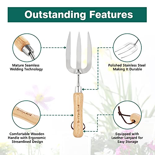 Gardening Hand Fork, Stainless Steel Hand Weed Fork - size: 12.3in