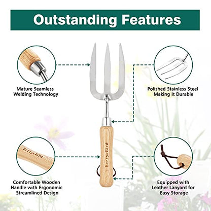 Gardening Hand Fork, Stainless Steel Hand Weed Fork - size: 12.3in