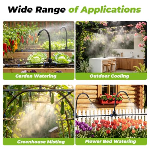 200 Ft 1/4 Inch Drip Irrigation System with 32 Copper Nozzles