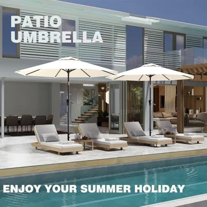 AreShark 9FT Outdoor Patio Umbrella with Tilt and Crank, Cream-white - color: Cream White, size: 9ft