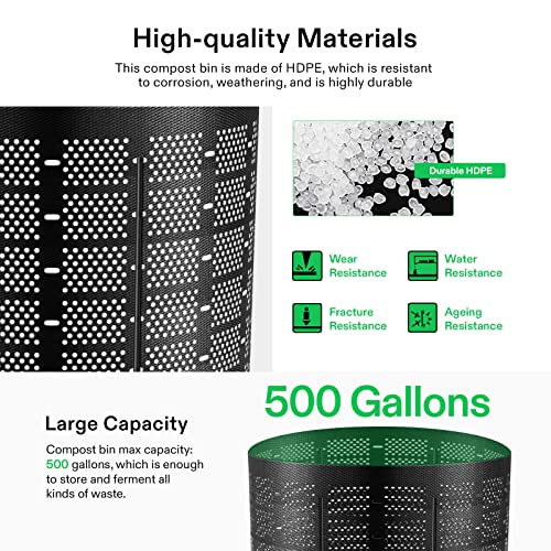 VIVOSUN 500 Gallon Outdoor Compost Bin, Expandable Composter - size: 500 Gallon