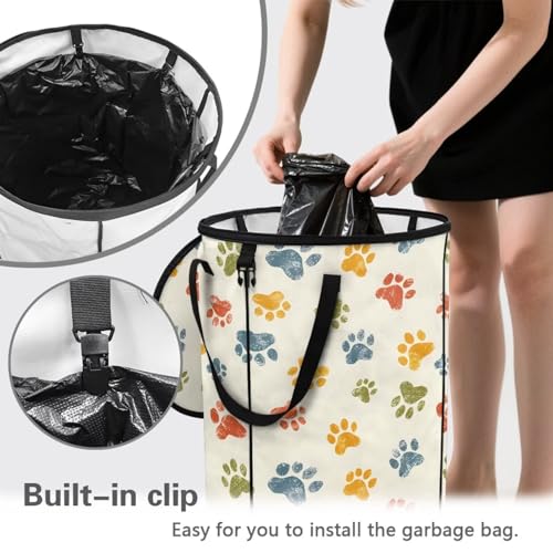 BIGCARJOB Footprint Outdoor Trash Can with Lid, Foldable Trash Can Collapsible Pop Up Garbage Bin Waste Basket Storage for Travelers Camper Trailer - color: Footprint