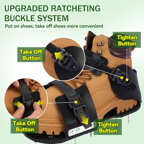 HFH Lawn Aerator Shoes with 1-3/4" (1.75") Spikes, Wrench & Ratchet Buckles