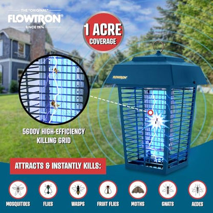 Flowtron Electric Bug Zapper, 1 Acre Outdoor, 40W UV, 5600V Zap, Blue - color: Astronaut Blue