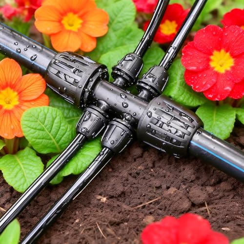 13 Pack 1/2 Inch to 1/4 Inch Drip Irrigation Fittings, 1/2" (1/2" ID x 0.65" OD) to 1/4" Drip Line Reducing Tee 1/2" x 1/4" 6 Way Splitter Connectors for Garden Irrigation System - size: 1/2" x 1/4" 6 Way Splitter