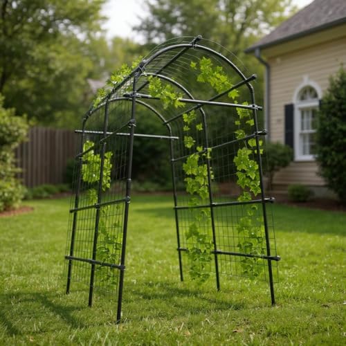Garvee Metal Garden Arch Trellis 7.7Ft Black - size: 7.7x6x4 Ft