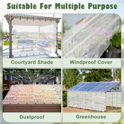 6x10FT Heavy Duty Clear Waterproof Tarp,Outdoor Garden Rainproof Covering - size: 6 x 10 FT