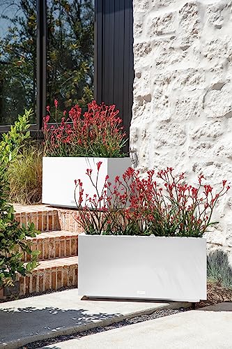Veradek Block Series Long Box Planter - Rectangular Outdoor Planter - color: White, size: Medium