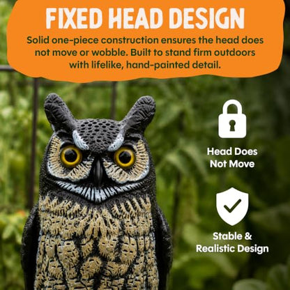 Dalen Lifelike Great Horned Owl Decoy Bird Repellent - 16-in Hand-Painted - style: Two Color Great Horned Owl