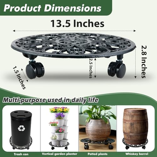 14 In Rolling Plant Stand with Wheels Metal Plant Caddy with Wheels 1 Pack - color: Black, size: 14 inch: 1 pcs