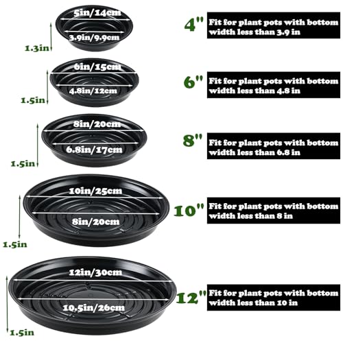 20 Packs 6 Inches Small Black Plant Saucers for Indoor Outdoor Use Heavy Duty Plastic Plant Trays for Planter Bulk Flower Pot Drip Trays to Catch Water, 4 to 20 Inch - color: Black/ 20 Packs, size: 6 inches