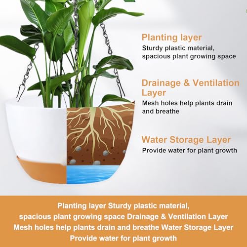 KPUVX 10 inch Hanging Planters, 3 Pack, White+Black+Green - color: Multicolor, size: 10 inch