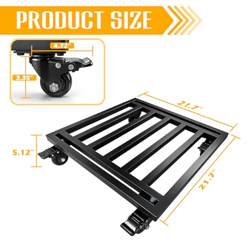 22" Heavy Duty Plant Caddy with Wheels, 600lbs Large Metal Plant Stand on Rollers, Square Plant Dolly with Lockable Caster Wheels, Rust-Proof Planter Trolley for Indoor Outdoor Use - size: Square