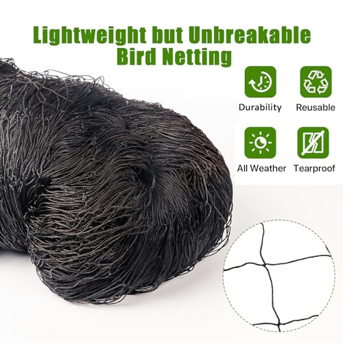 Bird Netting for Garden Protection - 1" Mesh Netting to Cover Chicken Coops - size: 1", 50' x 100'