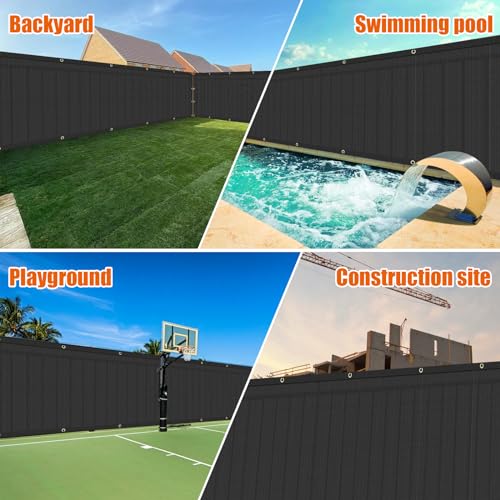 AYOHA 5' x 5' Privacy Fence Screen Fabric Mesh Shade Net Cover, Heavy Duty 160 GSM Privacy Barrier for Chain Link Fence, 90% Privacy Blockage, Excellent Airflow, Cable Zip Ties Included, Black - color: Black, size: 5' x 5'