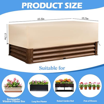 Plant Covers Freeze Protection 2 Pack with Elastic Drawstring & Magic Tape, 3.54 oz/yd² Cold Winter Frost Blanket Planter Box Cover for Raised Garden Bed Flower Pot, 43.3 x 15.7 x 17.7INCH - size: 43.3 x 15.7 x 17.7 Inch with Hook-and-Loop Closure