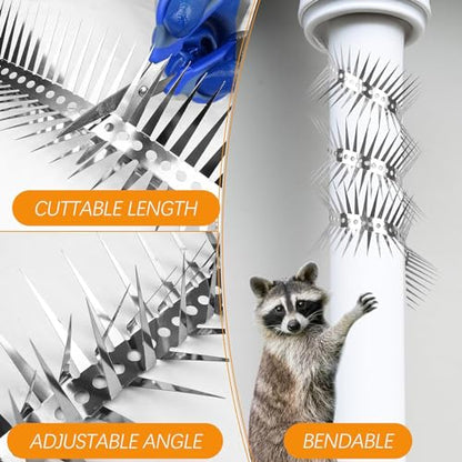 Anti-Climb Spikes for Raccoon & Bird Protection - Heavy-Duty Stainless Steel Barrier Nails for Fence, Roof, Trees | Outdoor Animal Climb Prevention (2PCS) - color: 2PCS