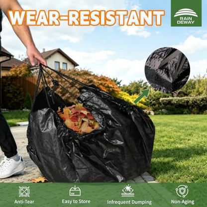 RAINDEWAY Drawstring Tarps 10x10 Feet Black Waterproof Leaf Tarp - size: 10x10 Feet(pack of 1)