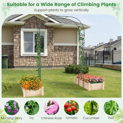 Giantex Garden Arch Trellis, 60''W x 95''H Metal Arbor for Climbing Plants - size: 60"W x 95"H
