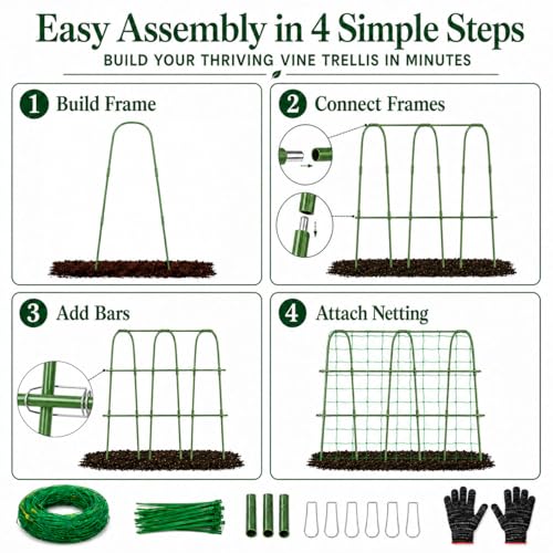 FOLLOOK Cucumber Trellis for Raised Garden Bed, 48x48inch, Green - color: Green, size: 48x48inch