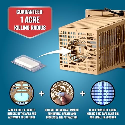 Flowtron Electric Bug Zapper, 1 Acre Outdoor, 40W UV, 5600V Zap, Tan - color: Barley Tan