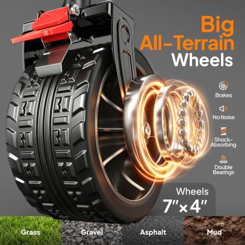 Originsure 300L Beach Wagons Carts Foldable with Big Wheels, 560lbs, Black - color: Black