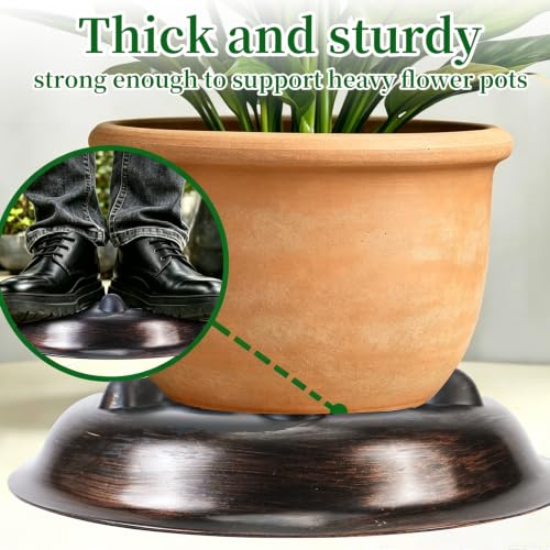 4 Pack 6 inch Sturdy Hand Painted Bronze Plastic Plant Saucer - color: Bronze, size: 6 inch