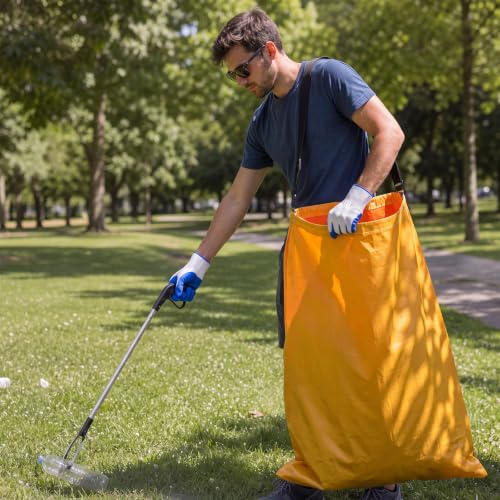 Faccito 2 Pack Litter Bag with Shoulder Strap Trash Leaf Bag Holder, Yellow - color: Yellow