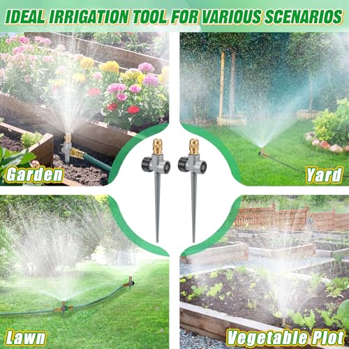 Acostop 2pcs 360° Spray Sturdy Metal Sprinklers for Yard Lawn Small Garden
