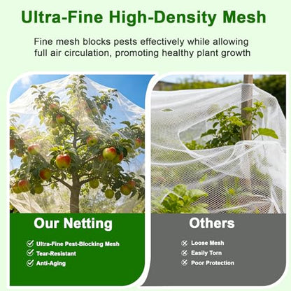 4×10 FT Garden Netting, Ultra Fine Mesh Pest Barrier, Plant Covers Row Cover for Vegetables Fruits Flowers, Greenhouse Raised Bed Screen Protect Plants from Birds Bugs - size: 4×10FT