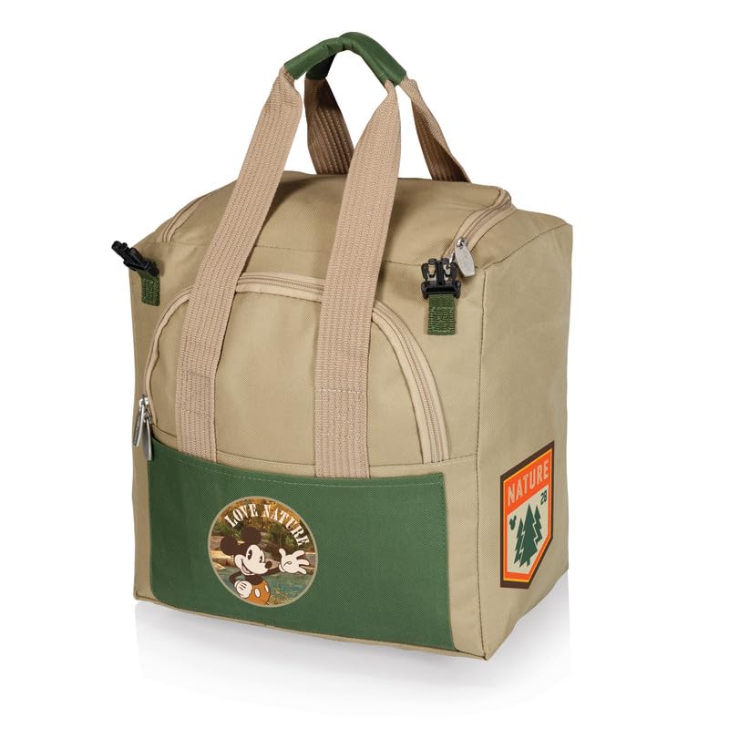 PICNIC TIME Disney Mickey Mouse Gardener Folding Seat with Tools, Folding Garden Stool with Detachable Tote and Hand Tool Set Organizer, Portable Gardening Chair, (Olive Green with Beige Accents) - color: Disney Mickey Mouse - Olive Green With Beige Accen